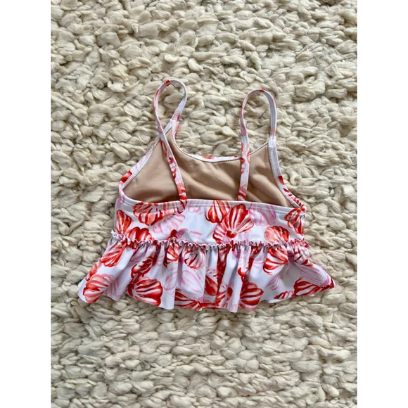 Girls Kortni Jeane White Red Pink Seashell Two Piece Swimsuit Size 4 - Picture 9 of 13